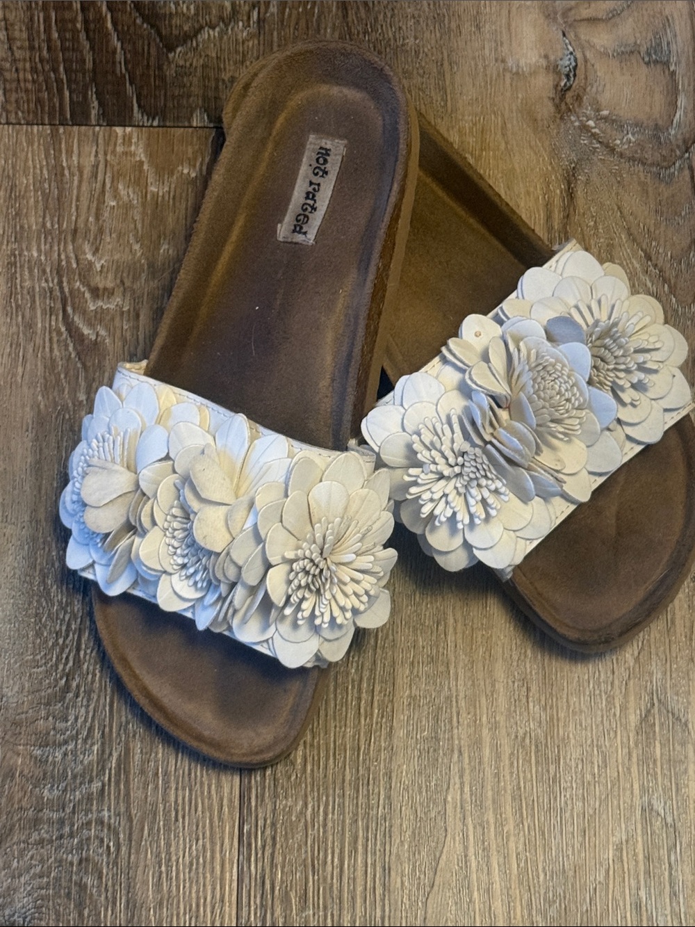 Not Rated White Floral Slide Sandals for Women